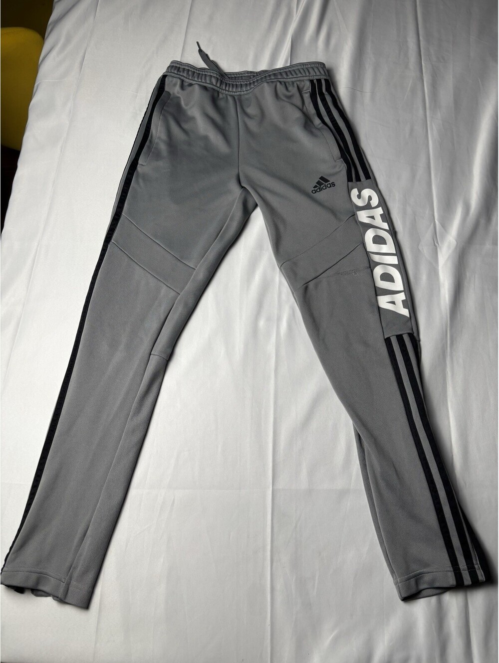 Adidas Youth Track Pants Gray 3 Stripe Joggers Size M 11-12Y